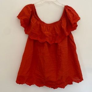 C&A orange eyelet boho top L NWT